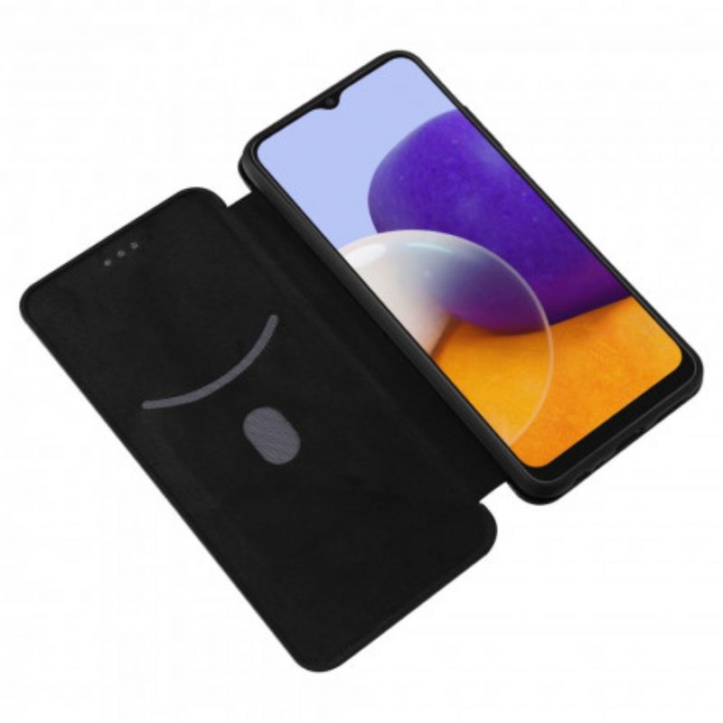 Folio Cover Samsung Galaxy A22 5G Custodia in pelle Fibra Di Carbonio
