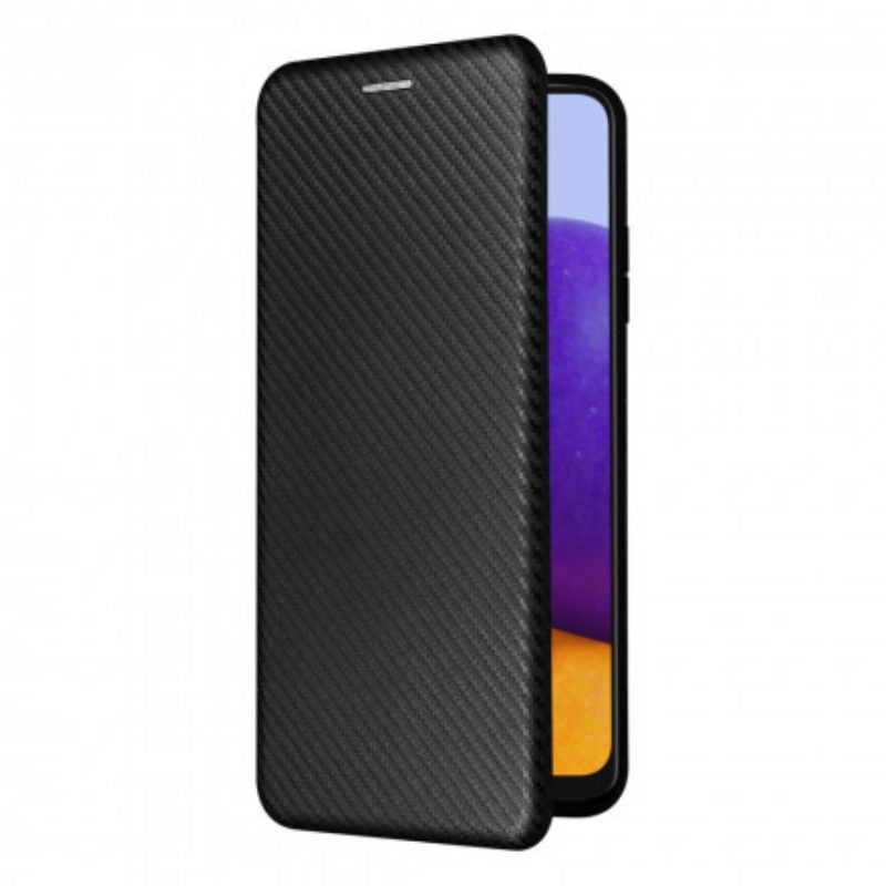 Folio Cover Samsung Galaxy A22 5G Custodia in pelle Fibra Di Carbonio