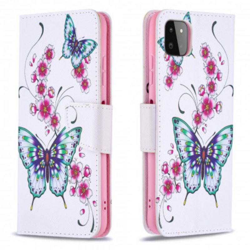 Folio Cover Samsung Galaxy A22 5G Farfalle Dell'acquerello