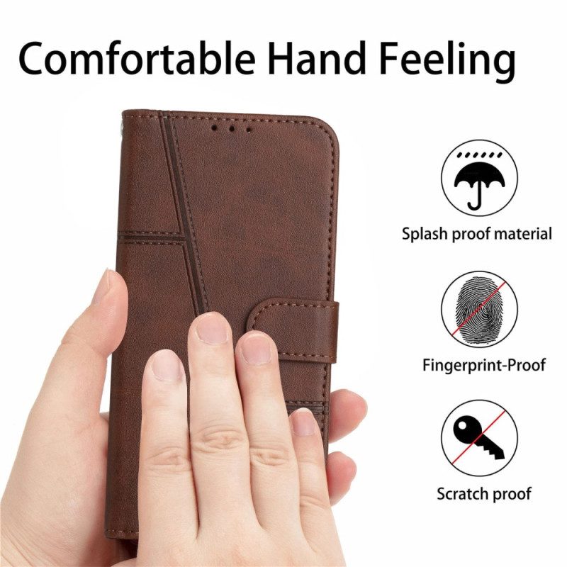 Custodia A Portafoglio Xiaomi 13 Strappy Stile Geometrico In Pelle