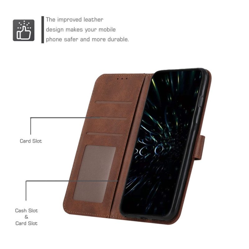 Custodia A Portafoglio Xiaomi 13 Strappy Stile Geometrico In Pelle