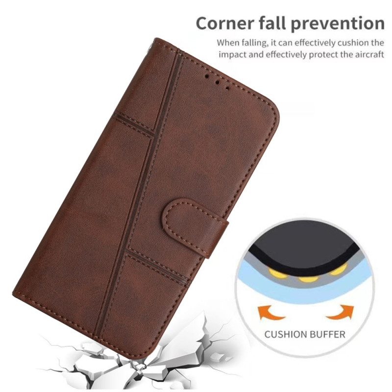 Custodia A Portafoglio Xiaomi 13 Strappy Stile Geometrico In Pelle