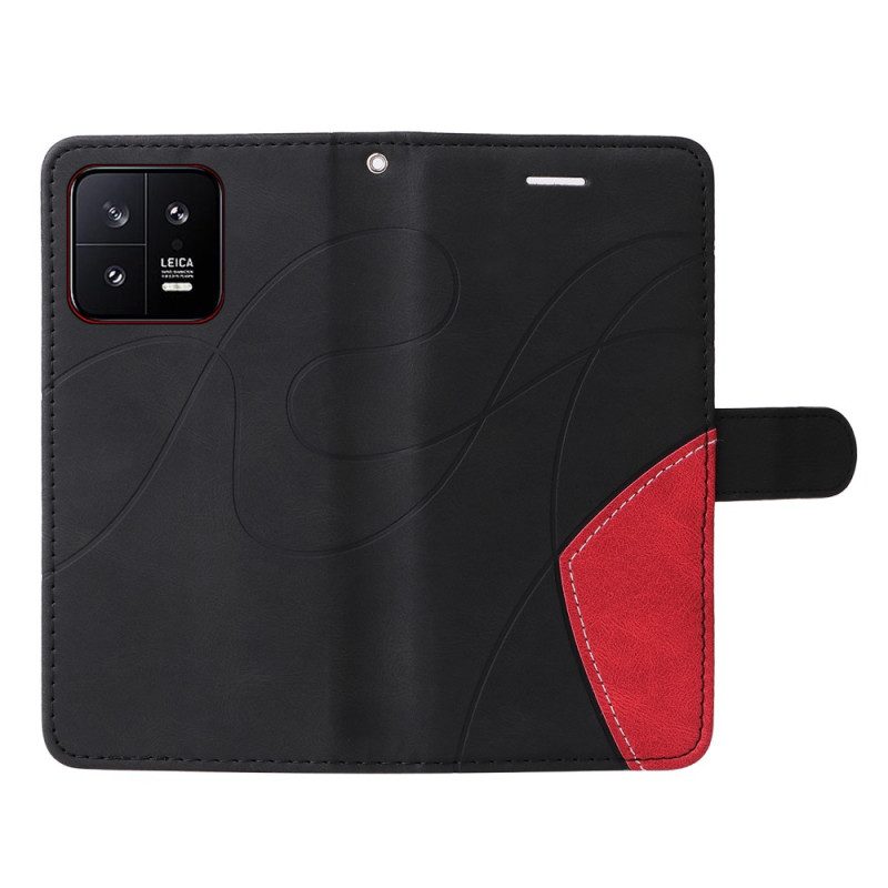 Custodia in pelle Xiaomi 13 Cinturino Bicolore