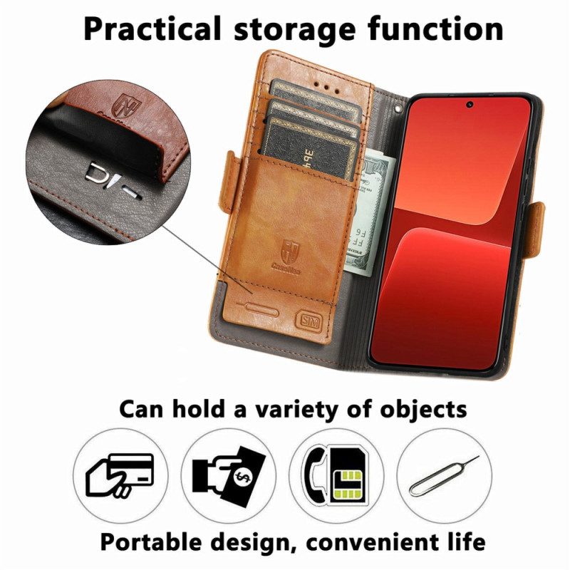 Custodia in pelle Xiaomi 13 Doppia Chiusura Bicolore