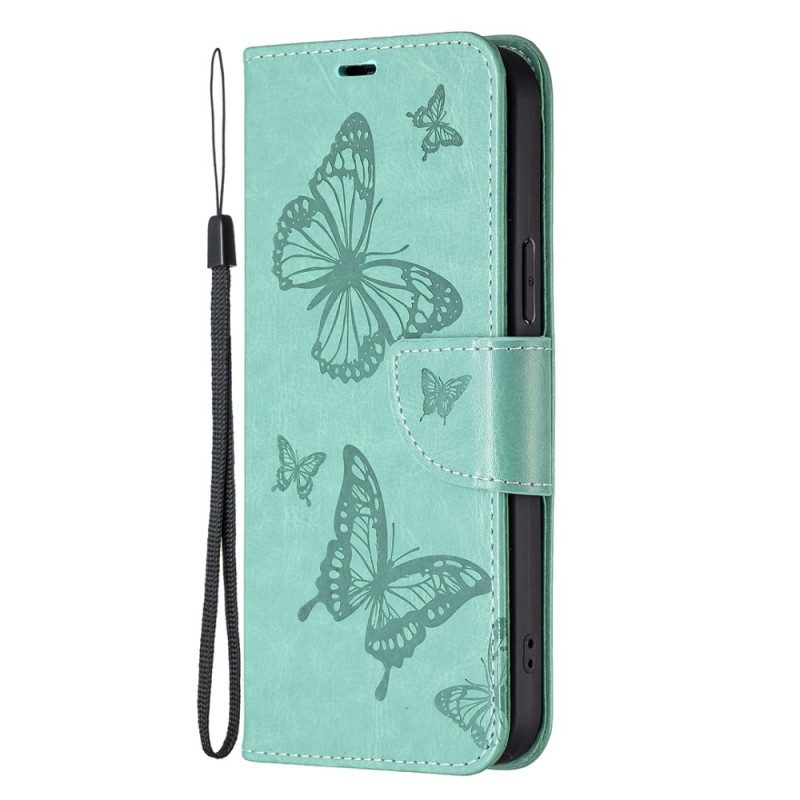 Custodia in pelle Xiaomi 13 Farfalle Stampate Strappy
