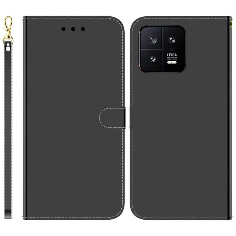 Custodia in pelle Xiaomi 13 Finta Pelle A Specchio Con Cinturino