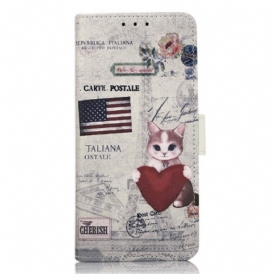 Custodia in pelle Xiaomi 13 Gatto Viaggiatore