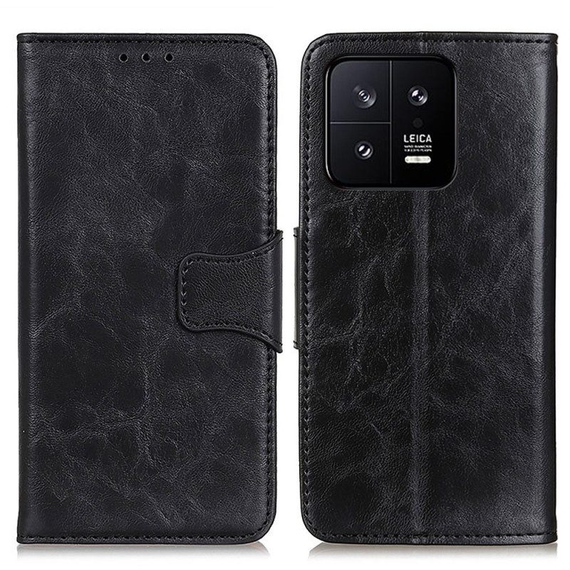 Folio Cover Xiaomi 13 Chiusura Reversibile In Pelle Crosta
