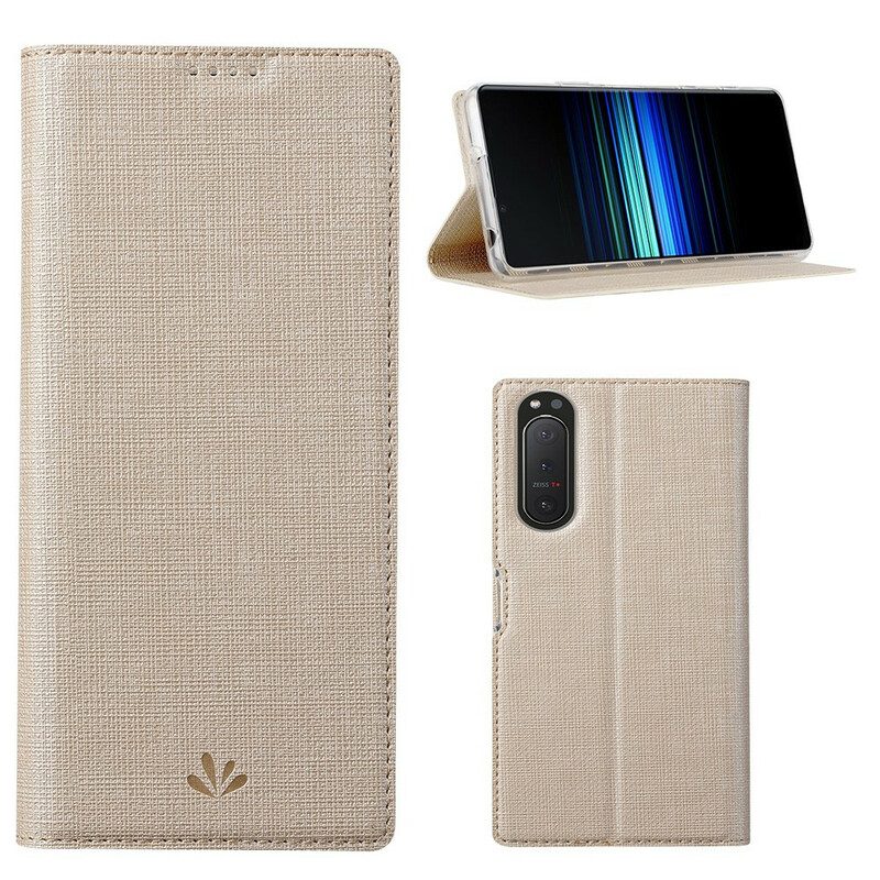 Folio Cover Sony Xperia 5 II Custodia in pelle Vili Dmx Testurizzato