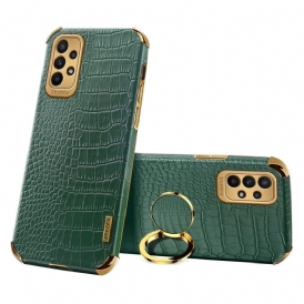 Cover Samsung Galaxy A23 5G Effetto Coccodrillo Con Anello
