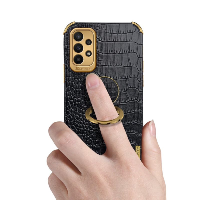 Cover Samsung Galaxy A23 5G Effetto Coccodrillo Con Anello