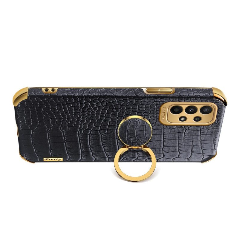 Cover Samsung Galaxy A23 5G Effetto Coccodrillo Con Anello