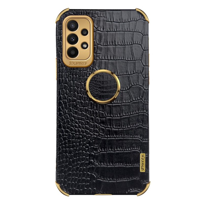 Cover Samsung Galaxy A23 5G Effetto Coccodrillo Con Anello