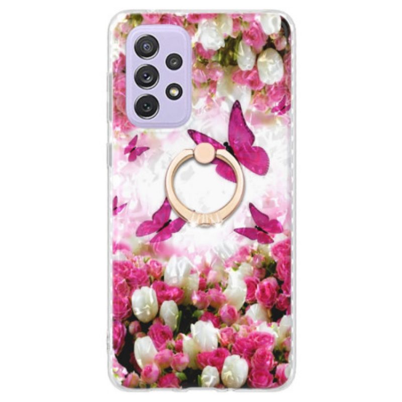 Cover Samsung Galaxy A23 5G Farfalle Con Supporto Ad Anello