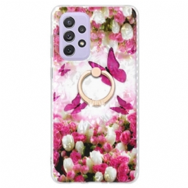 Cover Samsung Galaxy A23 5G Farfalle Con Supporto Ad Anello