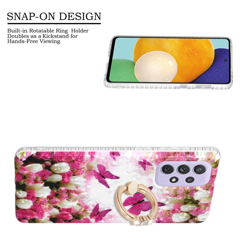 Cover Samsung Galaxy A23 5G Farfalle Con Supporto Ad Anello