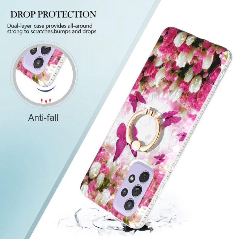 Cover Samsung Galaxy A23 5G Farfalle Con Supporto Ad Anello