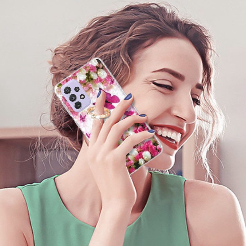 Cover Samsung Galaxy A23 5G Farfalle Con Supporto Ad Anello