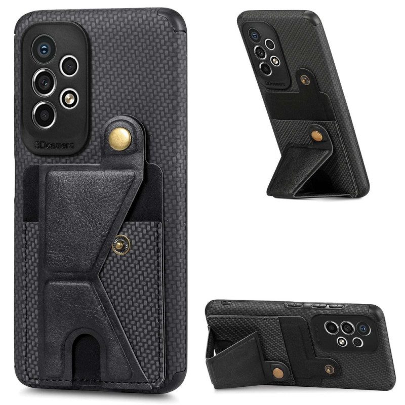 Cover Samsung Galaxy A23 5G Staffa Porta Carte In Fibra Di Carbonio