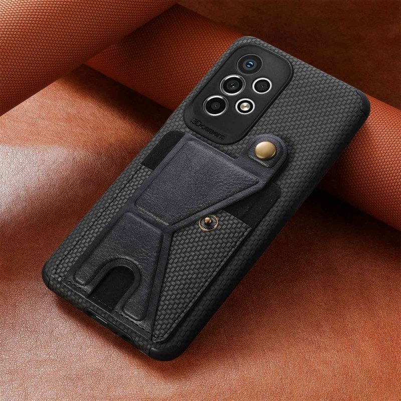 Cover Samsung Galaxy A23 5G Staffa Porta Carte In Fibra Di Carbonio