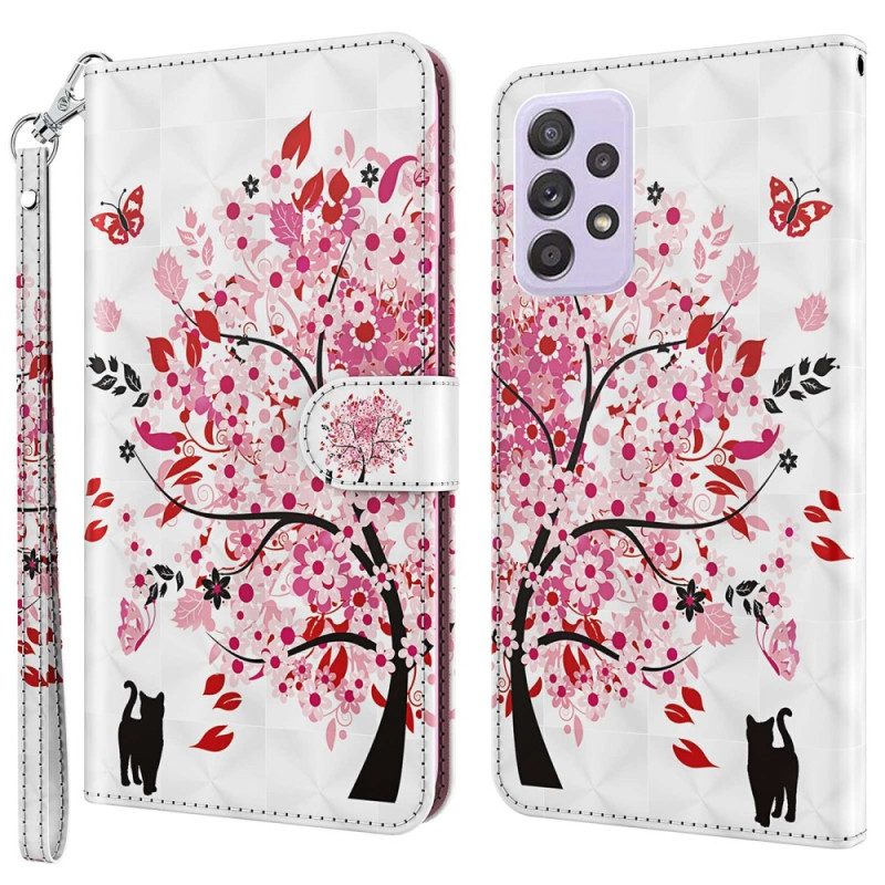 Custodia A Portafoglio Samsung Galaxy A23 5G Albero Di Rose Strappy