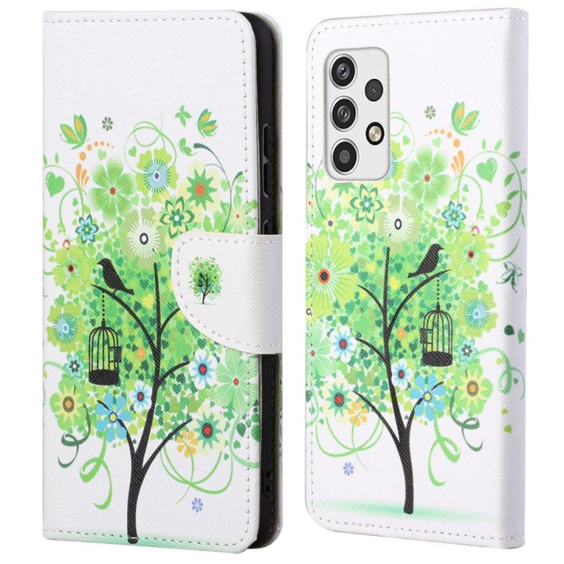 Custodia in pelle Samsung Galaxy A23 5G Albero Di Fogliame Verde