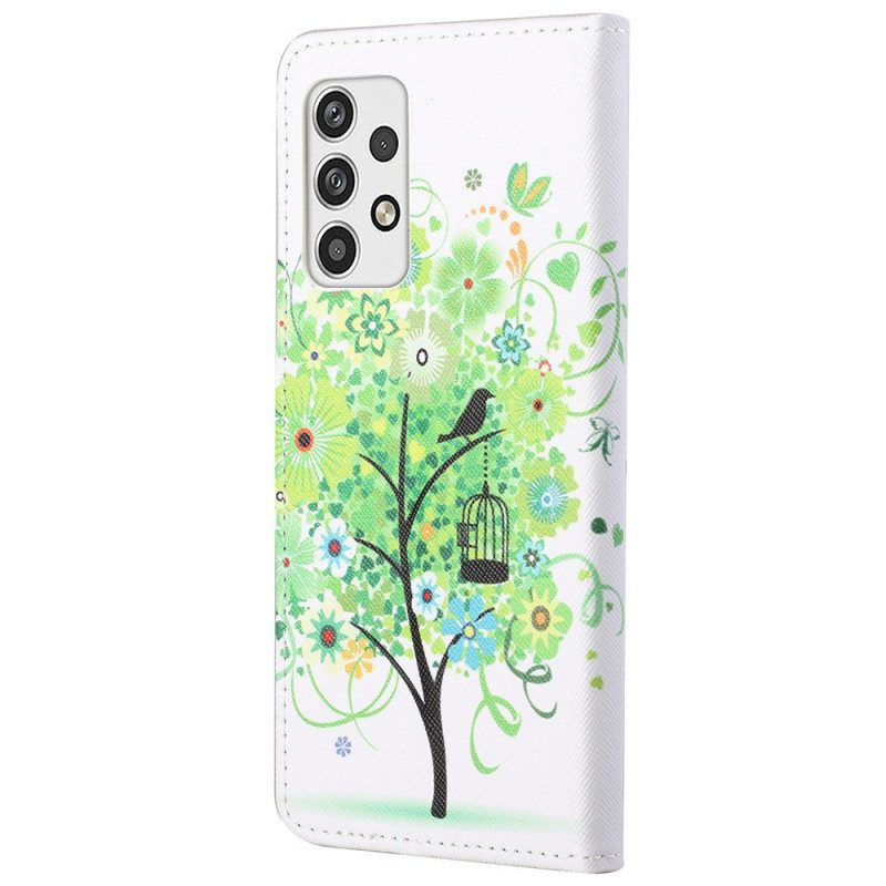 Custodia in pelle Samsung Galaxy A23 5G Albero Di Fogliame Verde