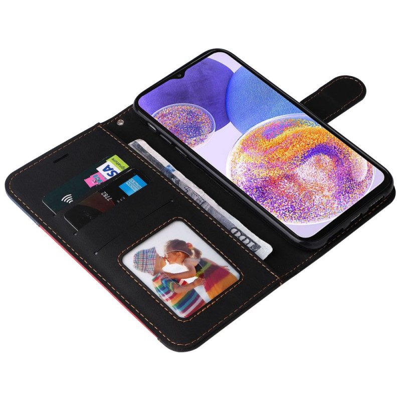 Custodia in pelle Samsung Galaxy A23 5G Bicolore Con Cinturino