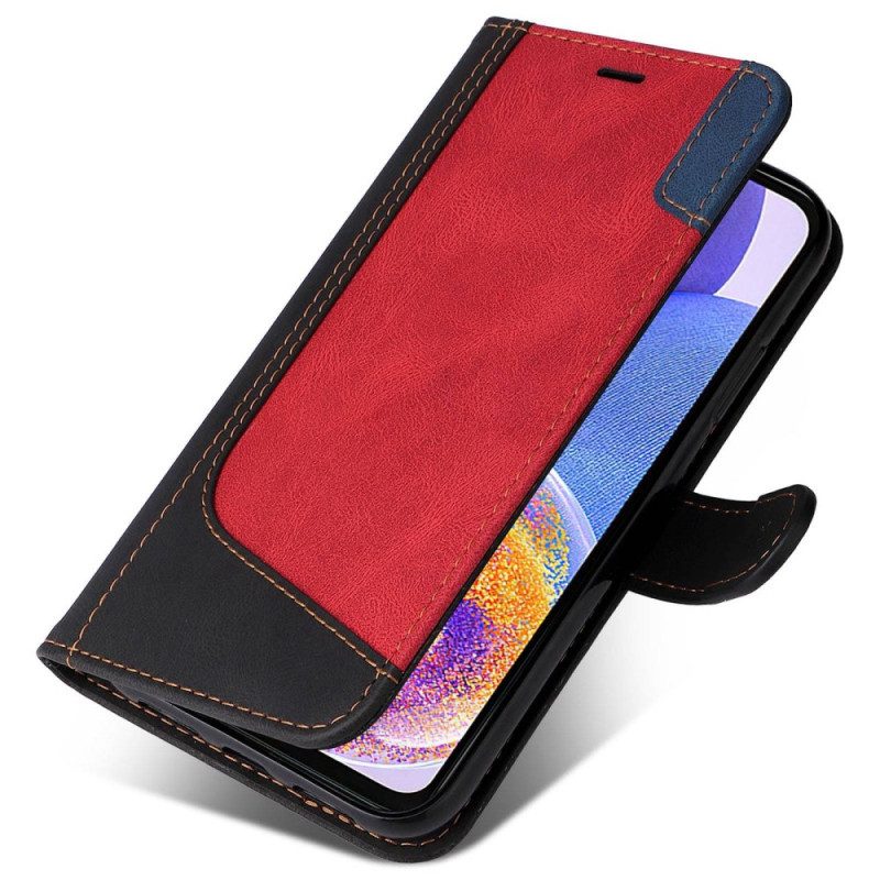Custodia in pelle Samsung Galaxy A23 5G Bicolore Con Cinturino