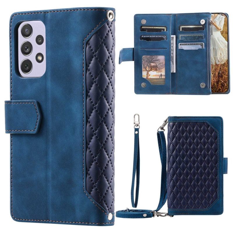 Custodia in pelle Samsung Galaxy A23 5G Con Tracolla E Cordino
