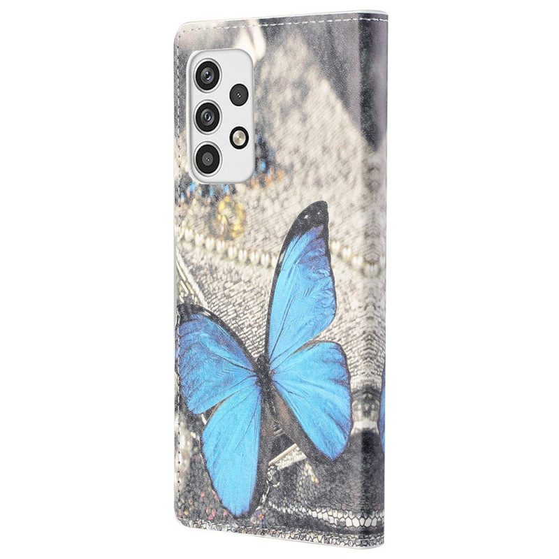 Custodia in pelle Samsung Galaxy A23 5G Farfalla Blu
