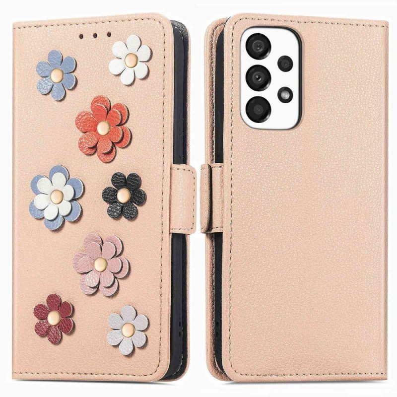 Custodia in pelle Samsung Galaxy A23 5G Fiori 3d