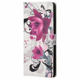 Custodia in pelle Samsung Galaxy A23 5G Fiori Tropicali