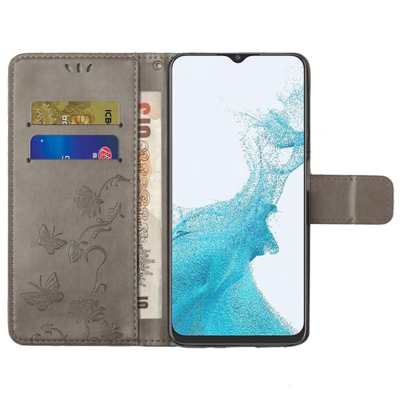 Custodia in pelle Samsung Galaxy A23 5G Graziosi Fiori Strappy