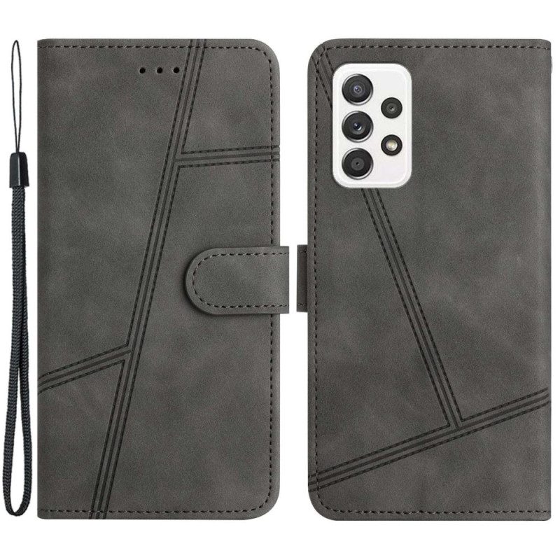 Custodia in pelle Samsung Galaxy A23 5G Strappy Stile Geometrico In Pelle