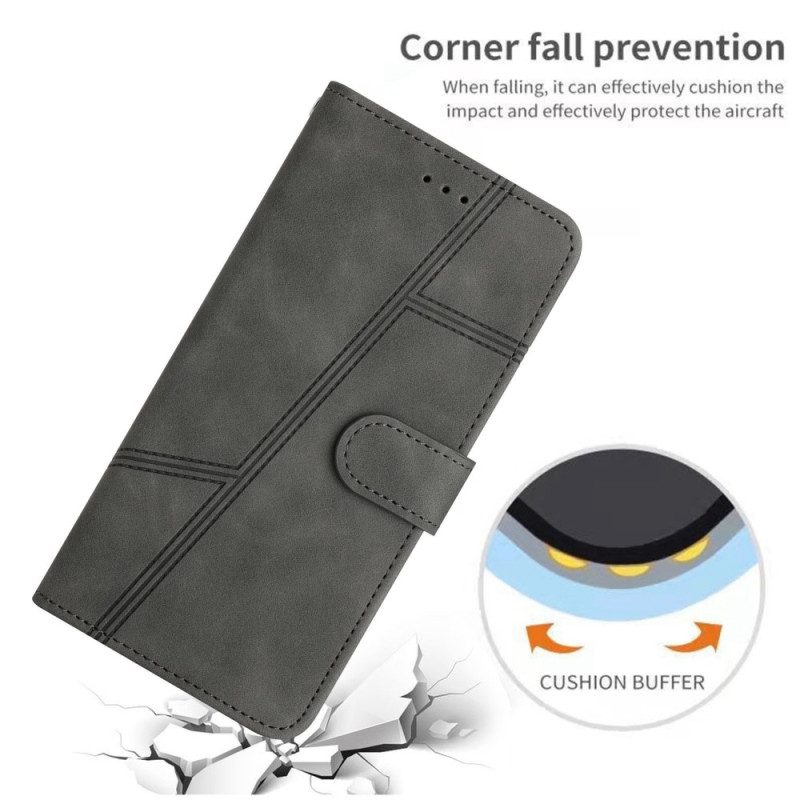 Custodia in pelle Samsung Galaxy A23 5G Strappy Stile Geometrico In Pelle