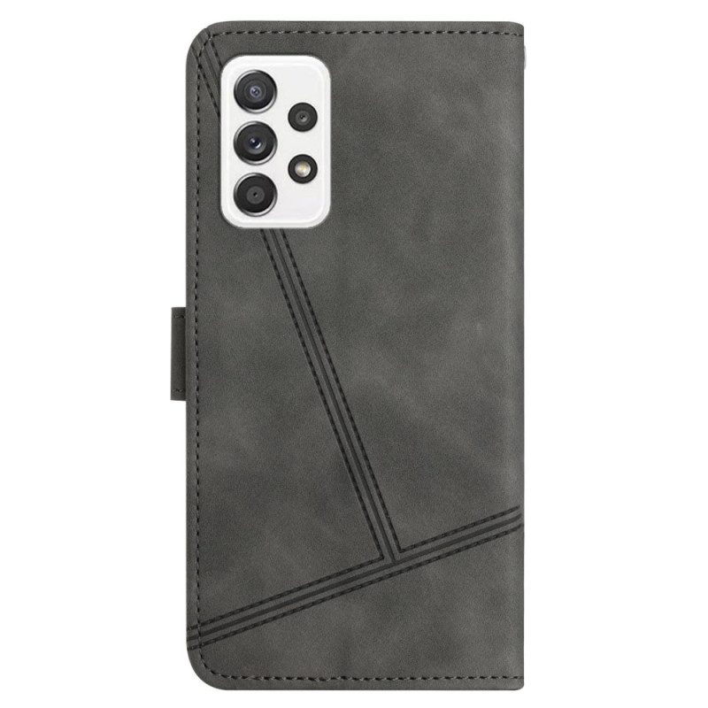 Custodia in pelle Samsung Galaxy A23 5G Strappy Stile Geometrico In Pelle