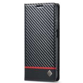 Folio Cover Samsung Galaxy A23 5G Custodia in pelle Fibra Di Carbonio Lc.imeeke