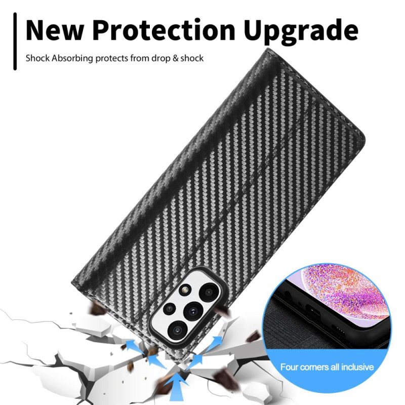 Folio Cover Samsung Galaxy A23 5G Custodia in pelle Fibra Di Carbonio Lc.imeeke