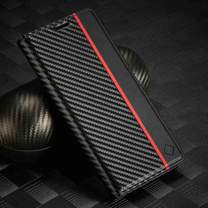 Folio Cover Samsung Galaxy A23 5G Custodia in pelle Fibra Di Carbonio Lc.imeeke