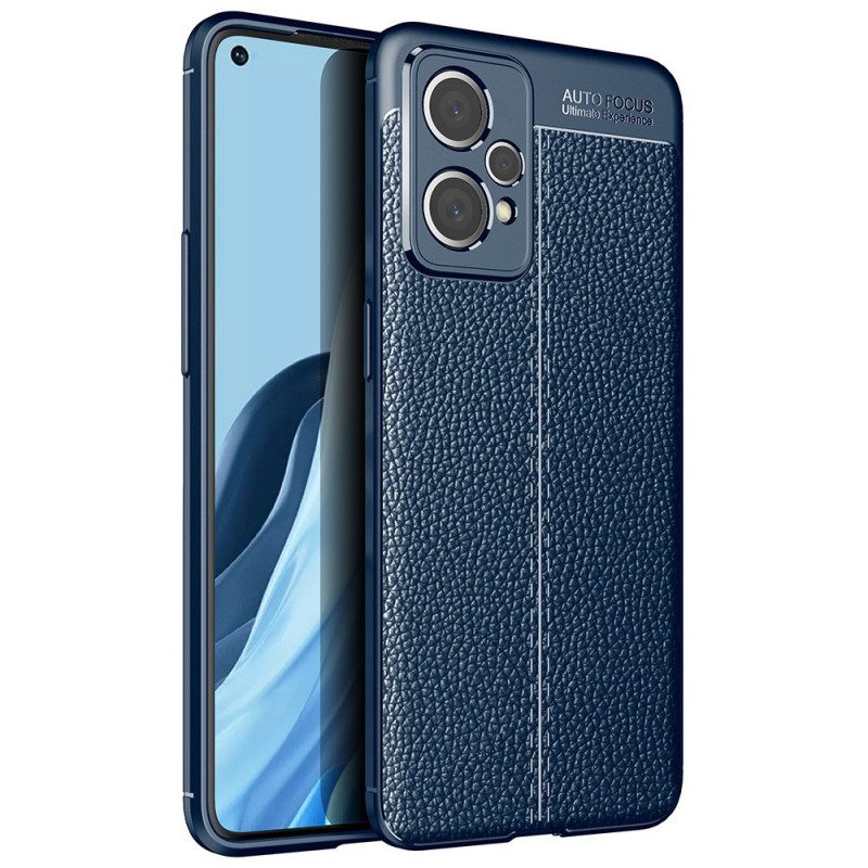 Cover Realme 9 Pro Plus Doppia Linea Litchi Effetto Pelle
