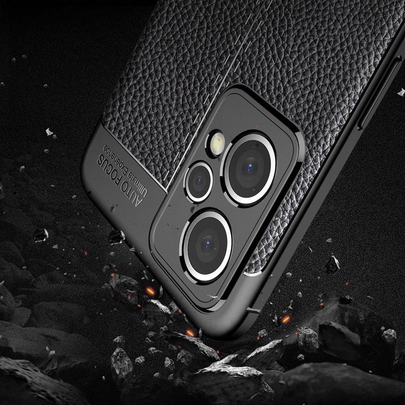 Cover Realme 9 Pro Plus Doppia Linea Litchi Effetto Pelle