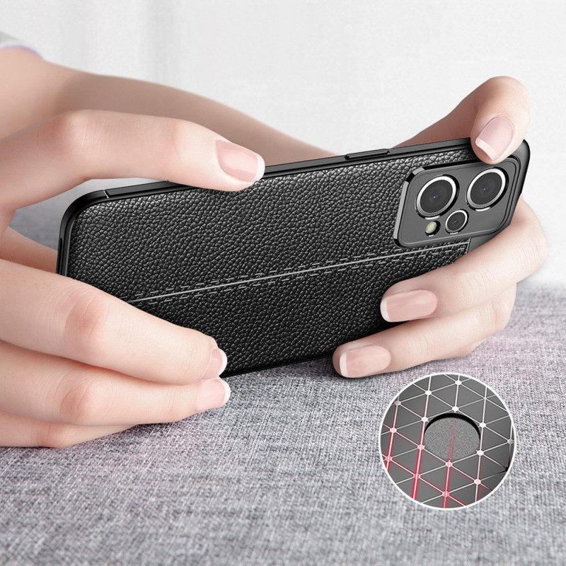 Cover Realme 9 Pro Plus Doppia Linea Litchi Effetto Pelle
