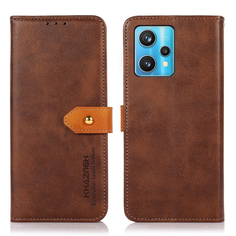 Custodia in pelle Realme 9 Pro Plus Chiusura Dorata Bicolore Khazneh