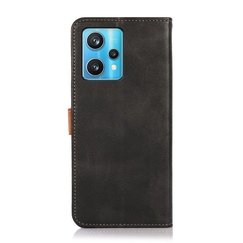 Custodia in pelle Realme 9 Pro Plus Chiusura Dorata Bicolore Khazneh