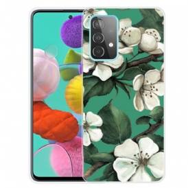 Cover Samsung Galaxy A72 4G / A72 5G Fiori Bianchi Dipinti
