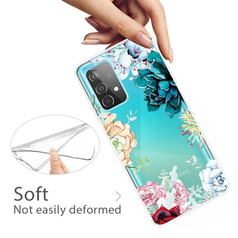 Cover Samsung Galaxy A72 4G / A72 5G Fiori Dell'acquerello Senza Soluzione Di Continuità