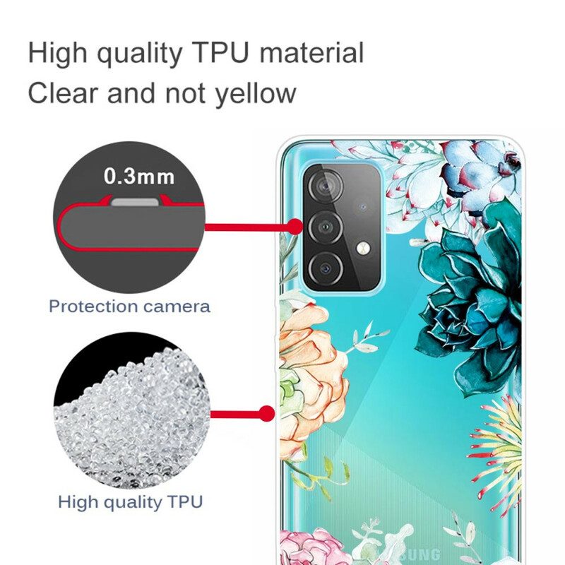 Cover Samsung Galaxy A72 4G / A72 5G Fiori Dell'acquerello Senza Soluzione Di Continuità