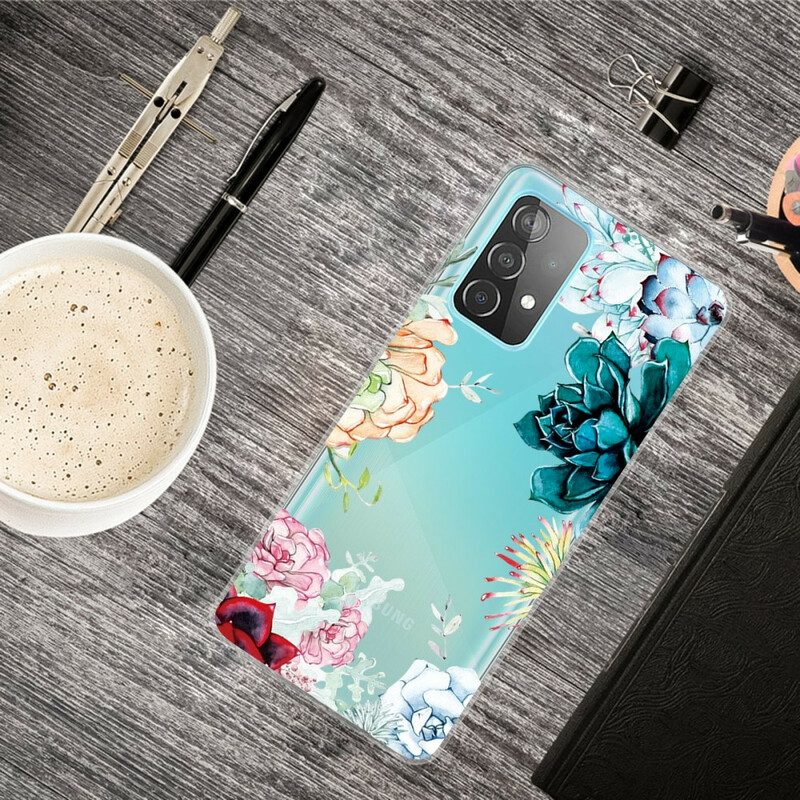 Cover Samsung Galaxy A72 4G / A72 5G Fiori Dell'acquerello Senza Soluzione Di Continuità