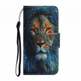 Custodia in pelle Samsung Galaxy A72 4G / A72 5G Leone Con Cordino